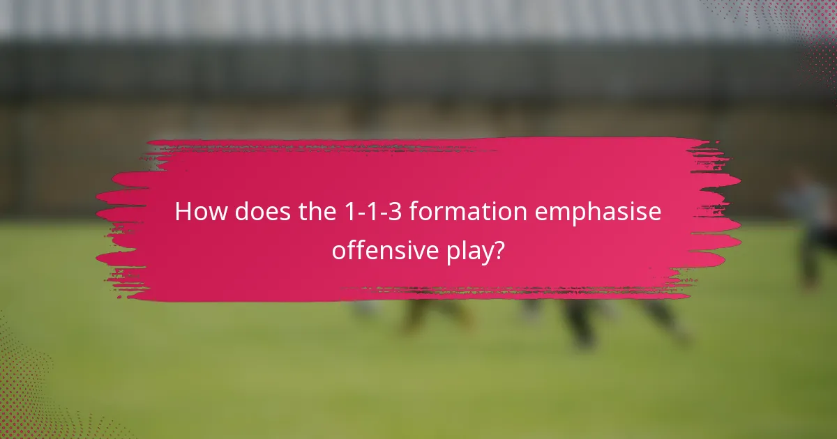 How does the 1-1-3 formation emphasise offensive play?